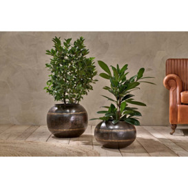 Nkuku Endo Reclaimed Iron Globe Planter - Vases & Planters - Aged Black - Small