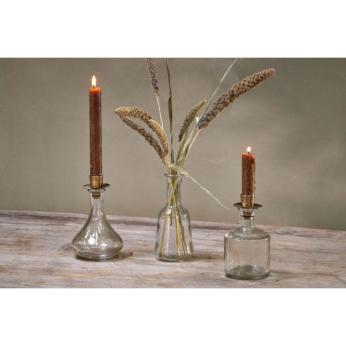 Nkuku Sirsa Glass Candlestick - Candles Holders & Lanterns - Clear - Tall
