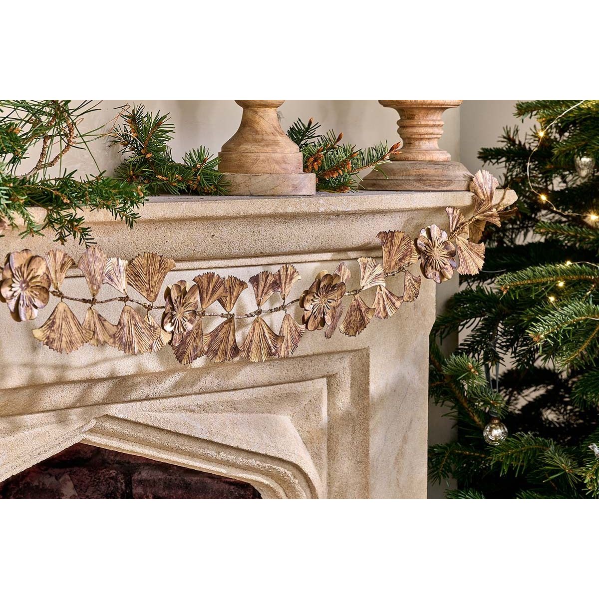 Nkuku Khamila Leaf Garland - Christmas Decorations - Antique Brass