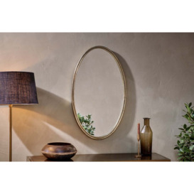 Nkuku Almora Oval Mirror - Mirrors Wall Art & Clocks - Antique Brass