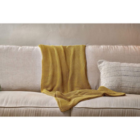 nkuku Moss Stitch Cotton Throw - Textiles - Mustard - 125 x 180 cm