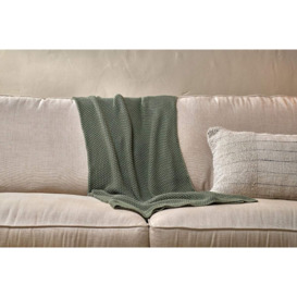 Nkuku Moss Stitch Cotton Throw - Textiles - Forest Green - 125 x 180 cm