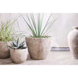 Nkuku Affiti Clay Planter - Vases & Planters - Antique Grey - Large 40 x 50 cm (Diameter)