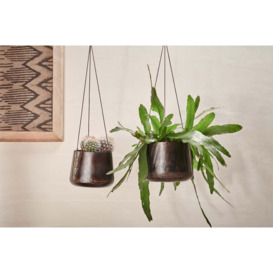 Nkuku Endo Reclaimed Iron Hanging Planter - Vases & Planters - Black - Small