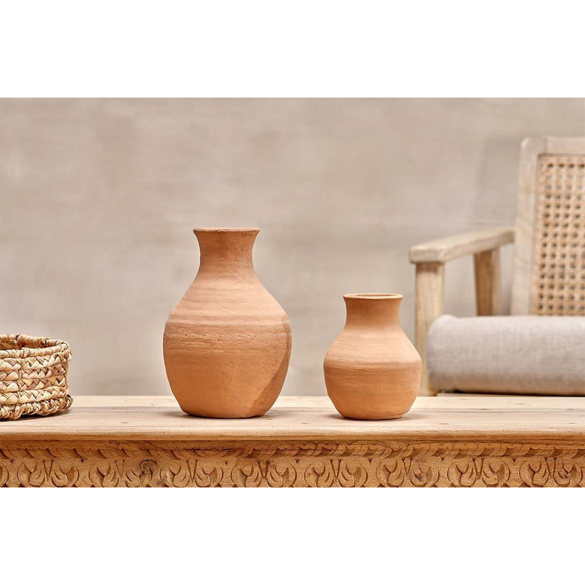 Nkuku Narpala Bottle Terracotta Decorative Pot - Vases & Planters - Aged Terracotta - Large