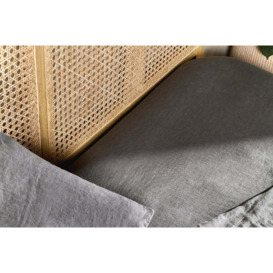 nkuku Adya Linen Fitted Sheet - Textiles - Charcoal - Super King