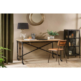 Nkuku Benia Iron & Reclaimed Wood Desk - Tables - Dark Grey
