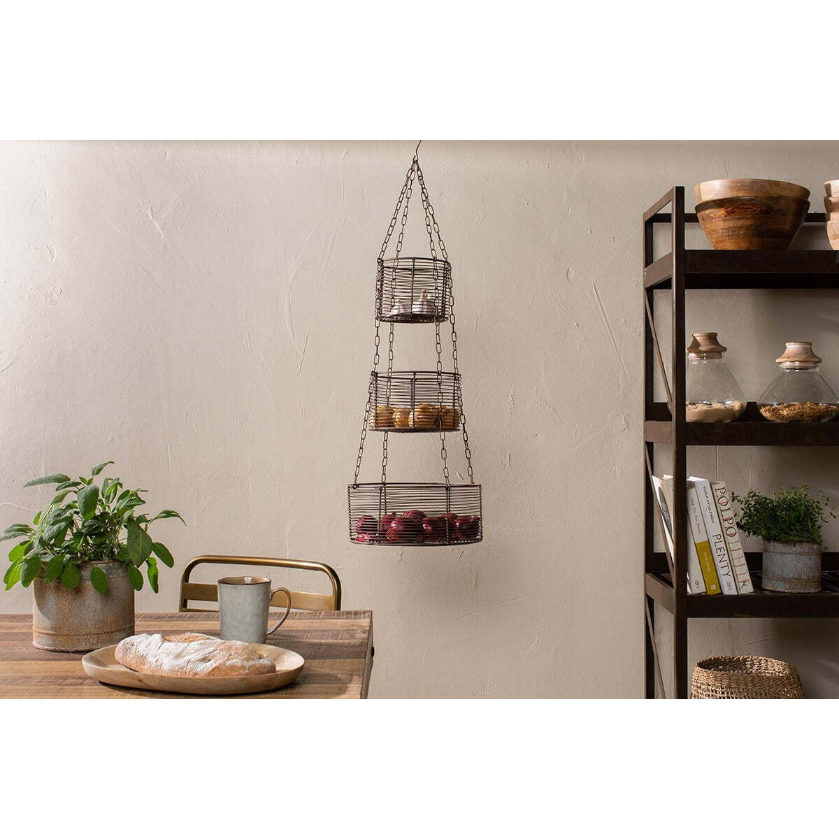 Nkuku Inkollu Hanging Basket Set - Kitchen & Dining Accessories - Aged Brass