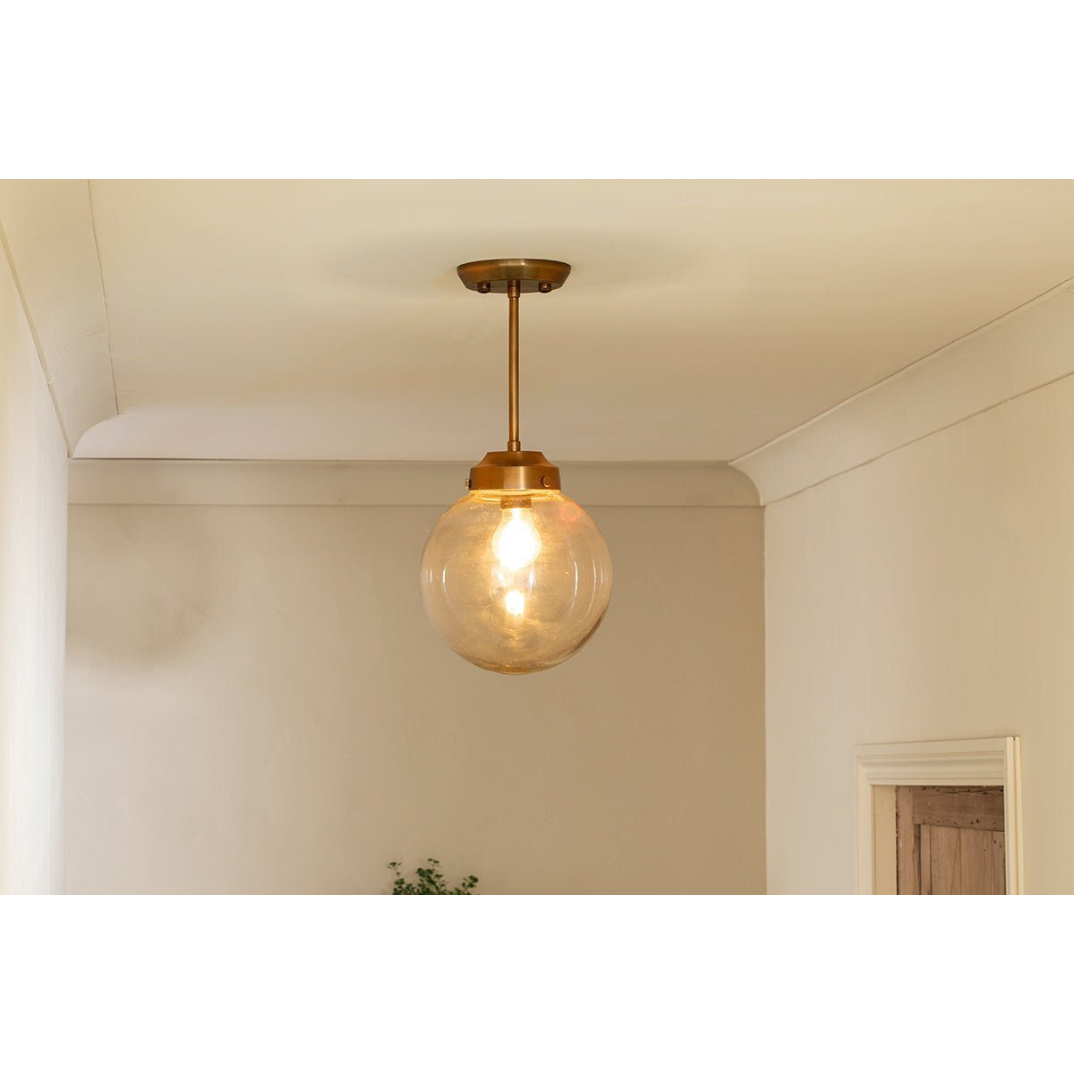 Nkuku Kia Recycled Glass Ceiling Light - Lights - Antique Brass