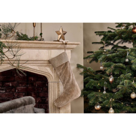 Nkuku Karru Cotton Velvet Stocking - Christmas Decorations - Light Grey