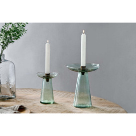 nkuku Avyn Recycled Glass Candle Holder - Candles Holders & Lanterns - Sage Green - Large