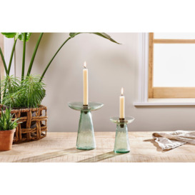 Nkuku Avyn Recycled Glass Candle Holder - Candles Holders & Lanterns - Sage Green - Large