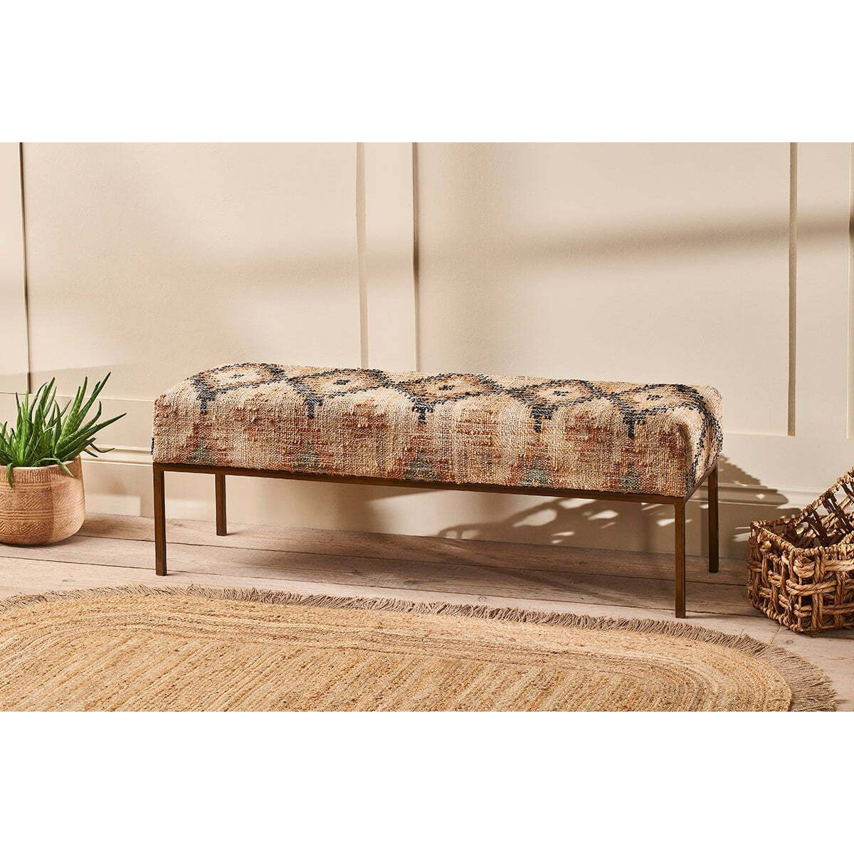 Nkuku Kesu Kilim Iron Bench Chairs Stools Benches Natural