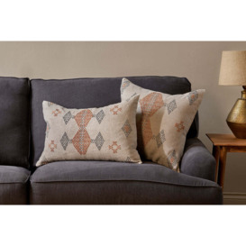 nkuku Ekta Embroidered Linen Cushion Cover - Textiles - Natural - 60 x 40 cm