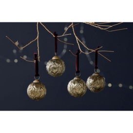 Nkuku Patta Baubles Set Of 4 - Christmas Decorations - Antique Gold