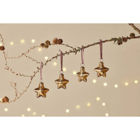 Nkuku Sardi Star Baubles Set Of 4 - Christmas Decorations - Gold