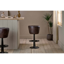 nkuku Deshan Leather Bar Stool - Chairs Stools & Benches - Dark Brown
