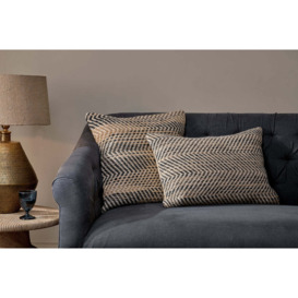 nkuku Faiyaz Jute & Cotton Cushion Cover - Textiles - Natural/Dark Blue - 60 x 40 cm