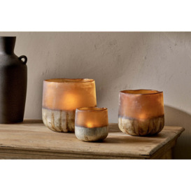 Nkuku Ngolo Tealight Holder - Candles Holders & Lanterns - Amber - Small