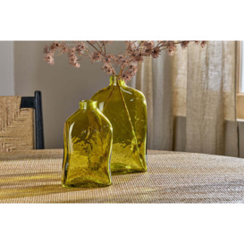 nkuku Ellam Recycled Glass Bottle Vase - Vases & Planters - Olive Green - Large