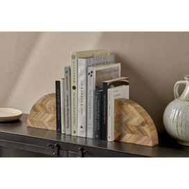 nkuku Oyvu Mango Wood Bookends - Gift Jewellery & Accessories - Natural - Pair