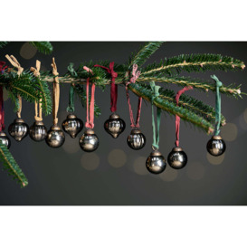 Nkuku Dew Drop Baubles Set Of 12 - Christmas Decorations - Antique Gold