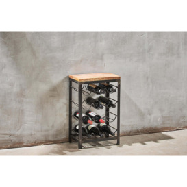 Nkuku Obra Industrial Wine Rack - Storage Furniture - Mango Wood/Iron - Small 65 x 41 x 25 cm
