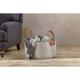 Nkuku Anjuli Jute & Cotton Basket - Storage & Hanging Accessories - Off White/Black