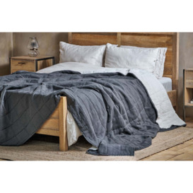 Nkuku Amar Linen Bed Quilt - Textiles - Charcoal
