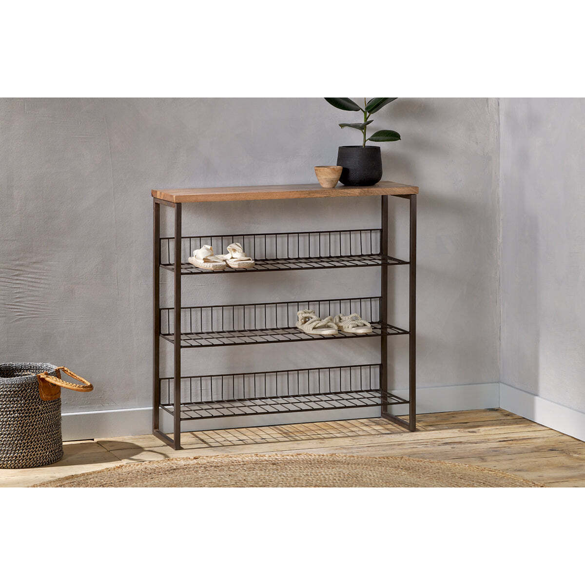Nkuku Kiyoma Iron & Wood Tall Standing Shelves - Storage Furniture - Natural