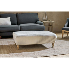 Nkuku Sanja Stripe Upholstered Ottoman - Chairs Stools & Benches - Off White