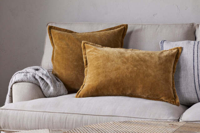 nkuku Sela Velvet Cushion Cover - Textiles - Ochre - 60 x 40 cm