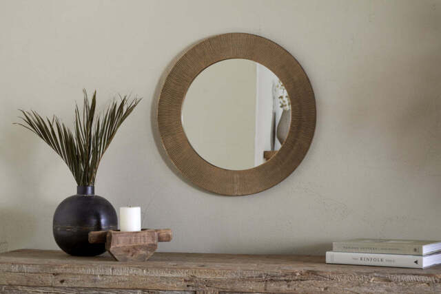 nkuku Putali Etched Mirror - Mirrors - One Size - Antique Brass