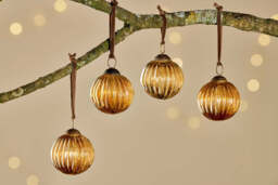 nkuku Betini Baubles Set Of 4 - Christmas Decorations - Gold