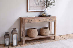nkuku Ibo Reclaimed Wood 3 Drawer Console Table - Tables - One Size - Natural