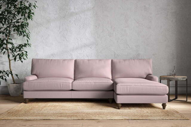 nkuku Marri Right Hand Chaise Sofa - Make To Order - Grand - Recycled Cotton Lavender