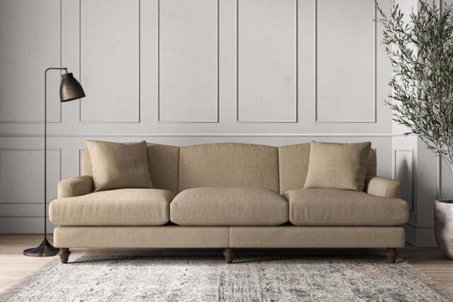 nkuku Deni Sofa - Make To Order - Super Grand - Brera Linen Pebble