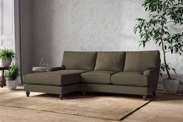 nkuku Marri Left Hand Chaise Sofa - Make To Order - Large - Recycled Cotton Fatigue