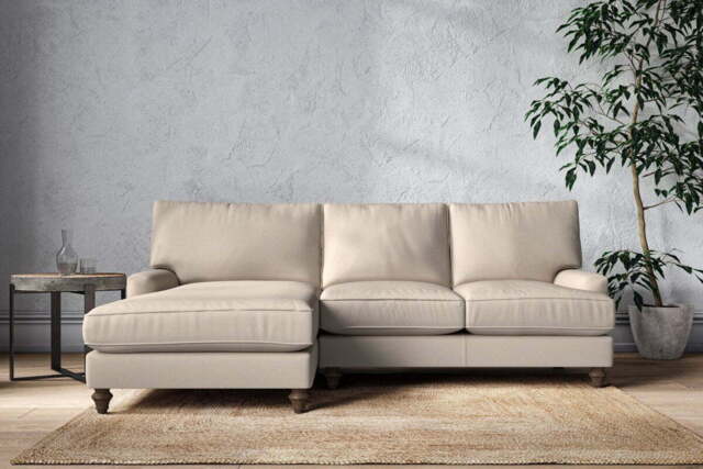 nkuku Marri Left Hand Chaise Sofa - Make To Order - Large - Recycled Cotton Natural