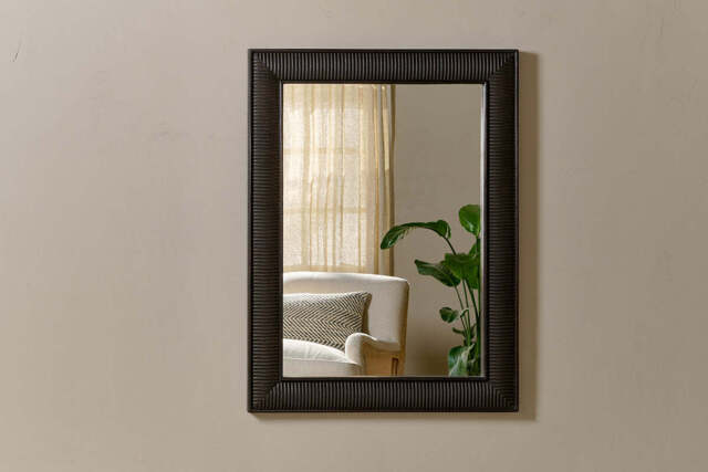 nkuku Hubaen Mango Wood Mirror - Mirrors Wall Art & Clocks - Black