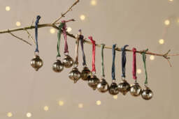 nkuku Dew Drop Baubles Set Of 12 - Christmas Decorations - Antique Gold