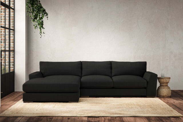 nkuku Guddu Left Hand Chaise Sofa - Make To Order - Medium - Brera Linen Charcoal