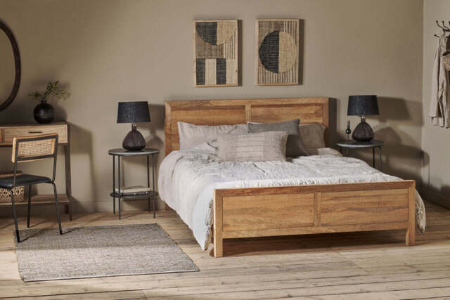 nkuku Indali Mango Wood Bed - Bedroom Furniture - King - Natural