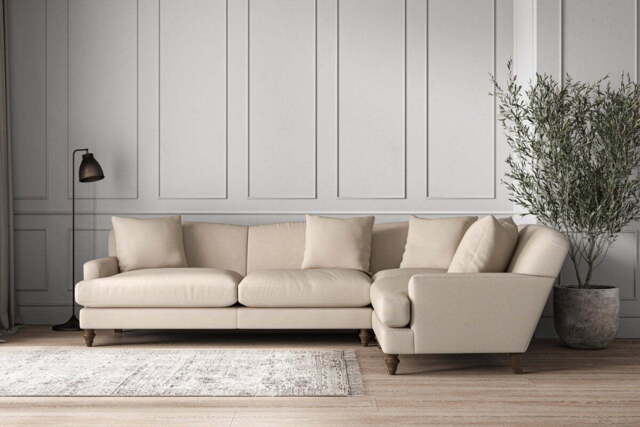 nkuku Deni Right Hand Corner Sofa - Make To Order - Grand - Recycled Cotton Natural