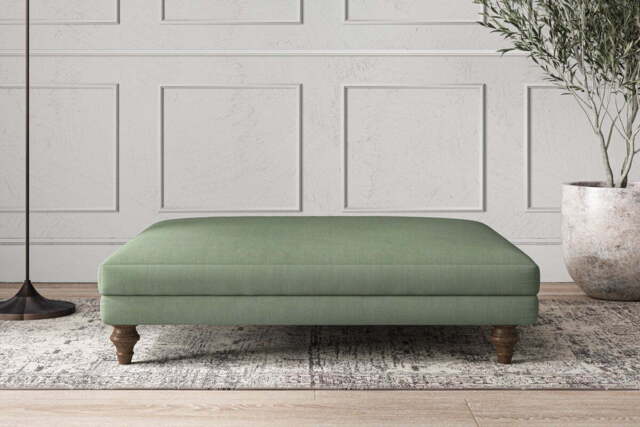 nkuku Deni Dining Footstool - Make To Order - Grand - Brera Linen Jade