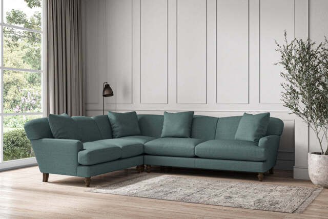 nkuku Deni Right Hand Corner Sofa - Make To Order - Super Grand - Recycled Cotton Airforce