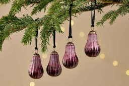 nkuku Pannee Drop Baubles Set Of 4 - Christmas Decorations - Ruby