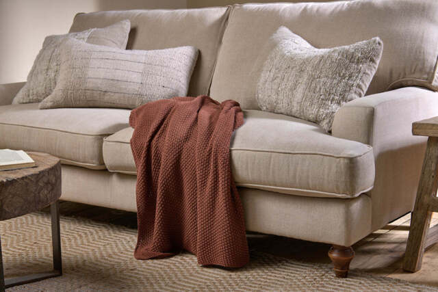 nkuku Nahan Moss Stitch Cotton Throw - Textiles - One Size - Rust