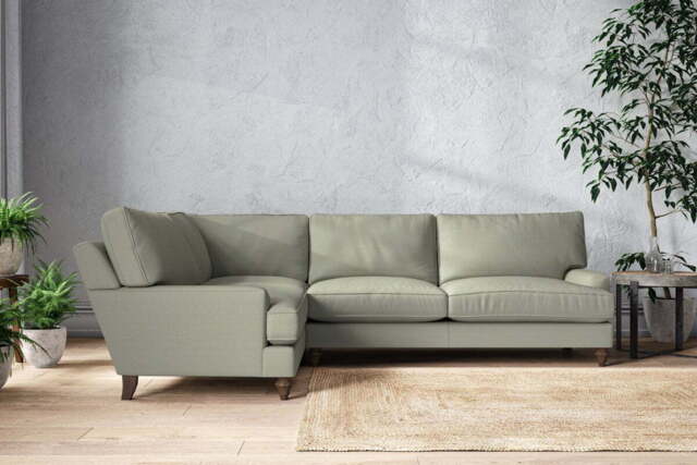 nkuku Marri Left Hand Corner Sofa - Make To Order - Grand - Recycled Cotton Seaspray
