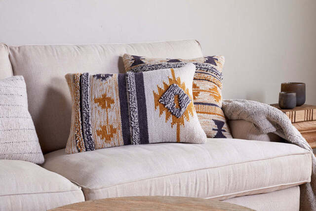 nkuku Tussi Sia Cushion Cover - Textiles - Mustard/Grey - 60 x 40 cm